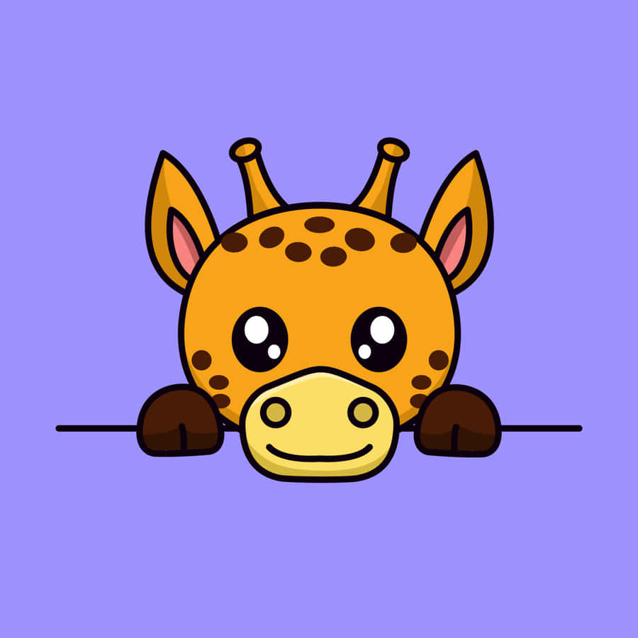 Adorable Kawaii Giraffe With A Colorful Background Wallpaper