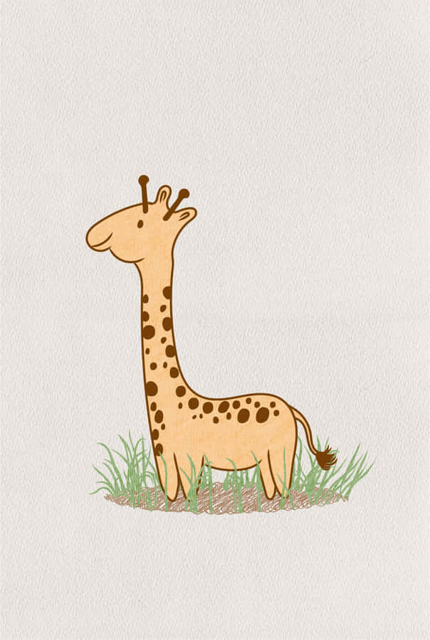 Adorable Kawaii Giraffe With A Heart Wallpaper