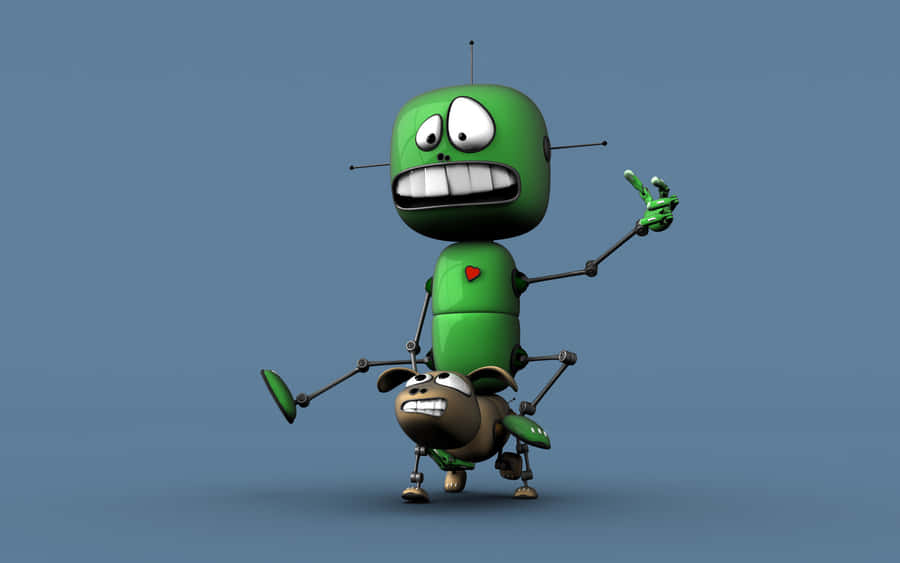 Adorable Kawaii Robot Illustration Wallpaper