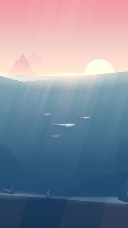 Adorable Kawaii Sea Creatures Greet You In This Whimsical Illustration Wallpaper