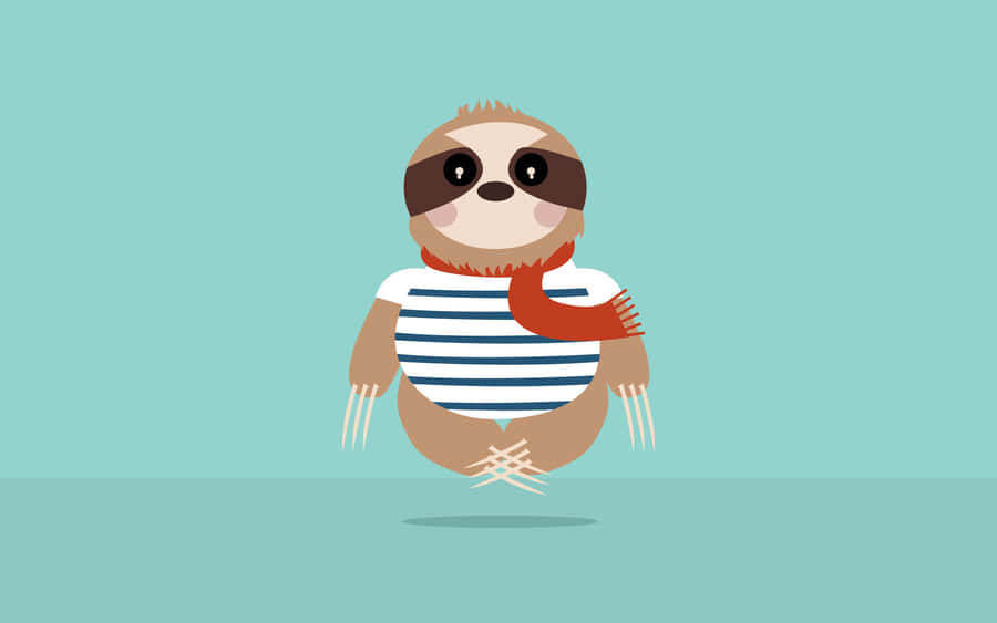 Adorable Kawaii Sloth Hanging Around Wallpaper
