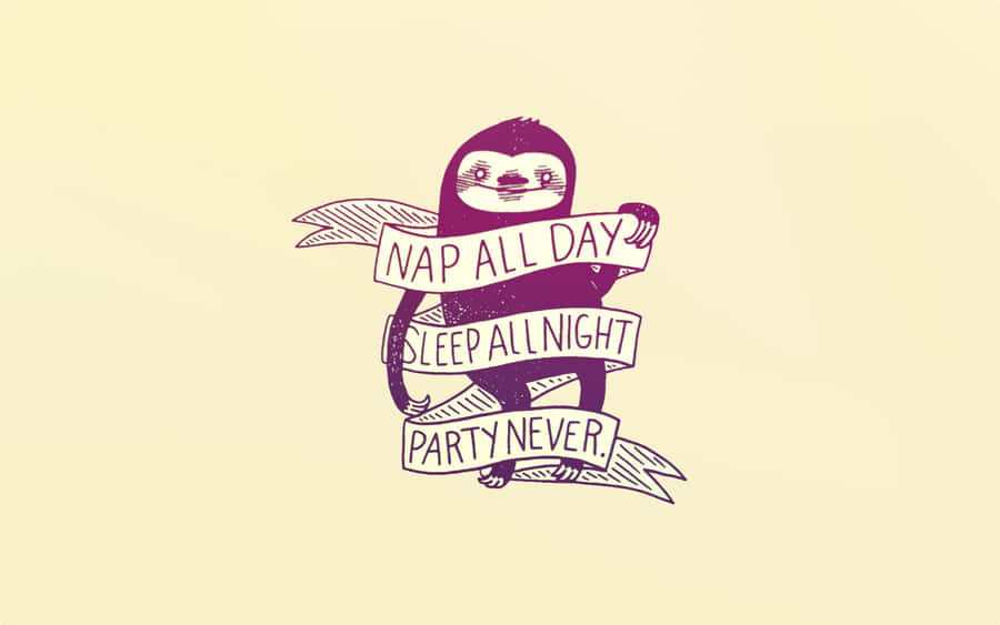 Adorable Kawaii Sloth Hanging From A Branch Wallpaper