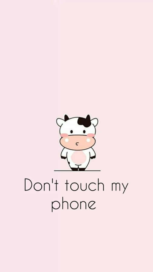 Adorable Kawaii-style Cute Cow Illustration Wallpaper