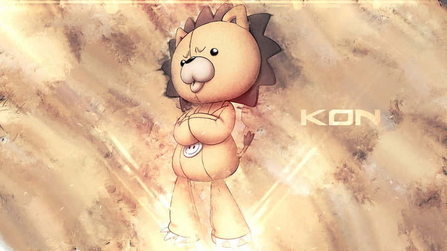 Adorable Kon Relaxing On A Bleach-themed Background Wallpaper
