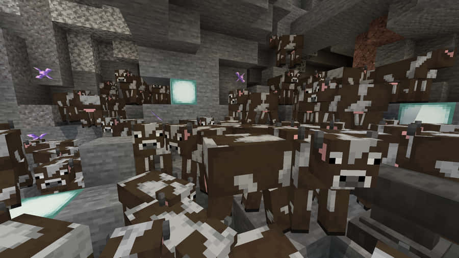 Adorable Minecraft Cow In Its Natural Habitat Wallpaper