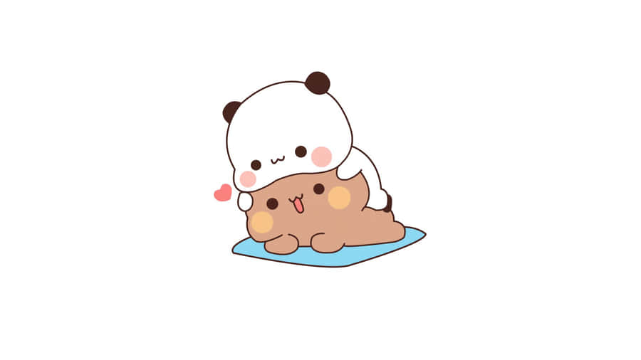 Adorable Pandaand Puppy Friends Wallpaper
