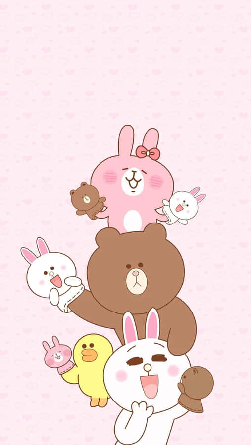 Adorable Pink Bunny On A Floral Background Wallpaper