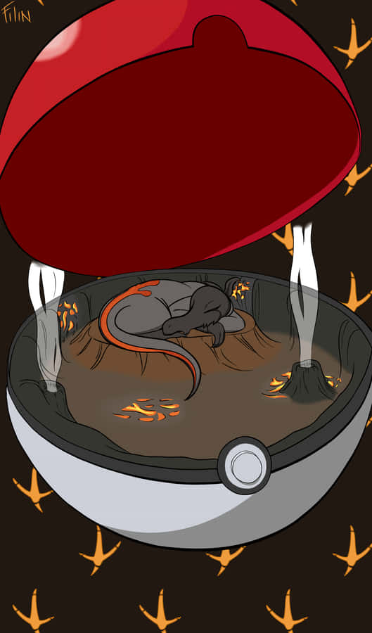Adorable Salandit Taking A Snooze In A Poké Ball Wallpaper