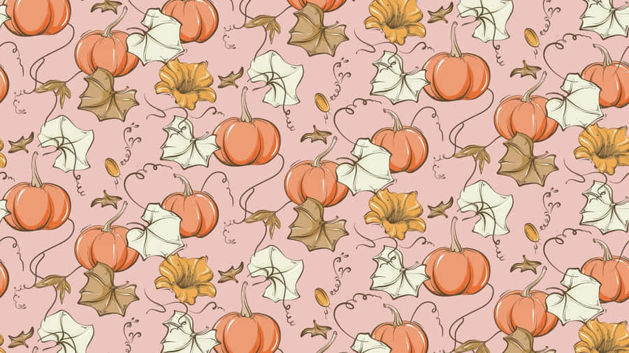 Adorable Smiling Pumpkin On Cozy Autumn Leaves Wallpaper