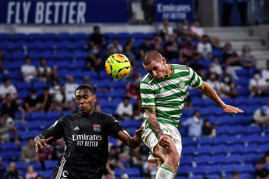 Aerial Duel Soccer Match Wallpaper