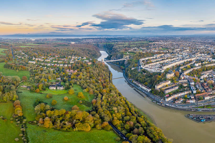 Aerial View Clifton Suspension Bridge Bristol U K Wallpaper