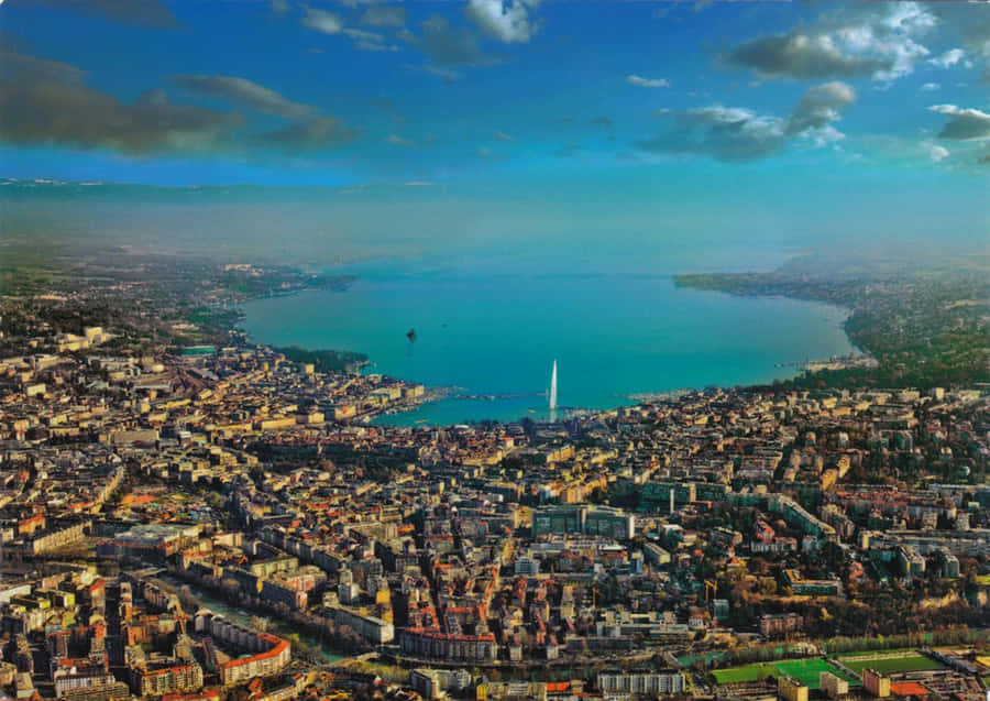 Aerial View Geneva Switzerland Wallpaper