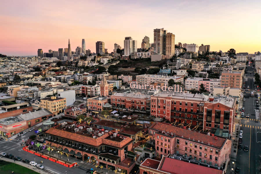 Aerial View Of Ghiradelli Square Afternoon Wallpaper