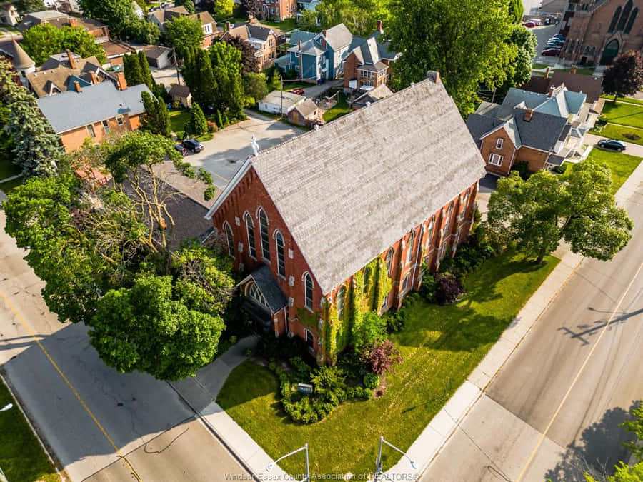 Aerial Viewof Historic Brick Church Chatham Kent Wallpaper