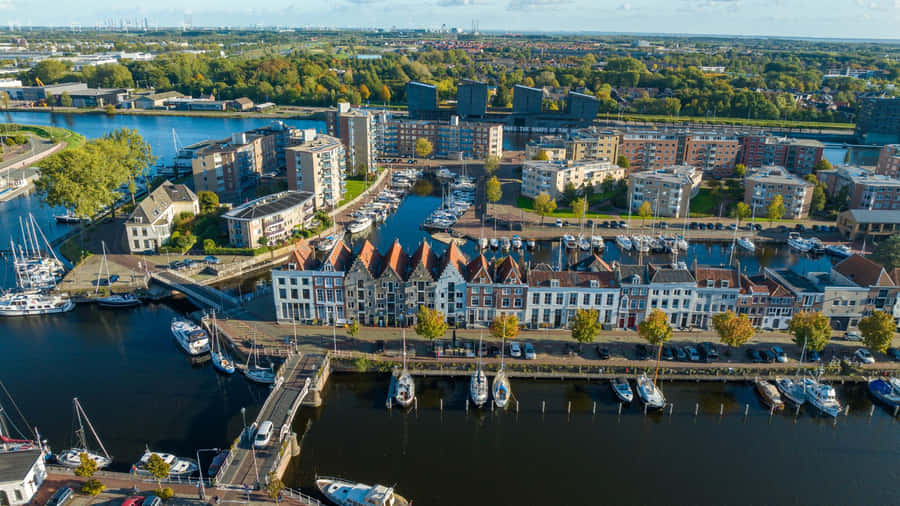 Aerial Viewof Middelburg Marina Netherlands Wallpaper