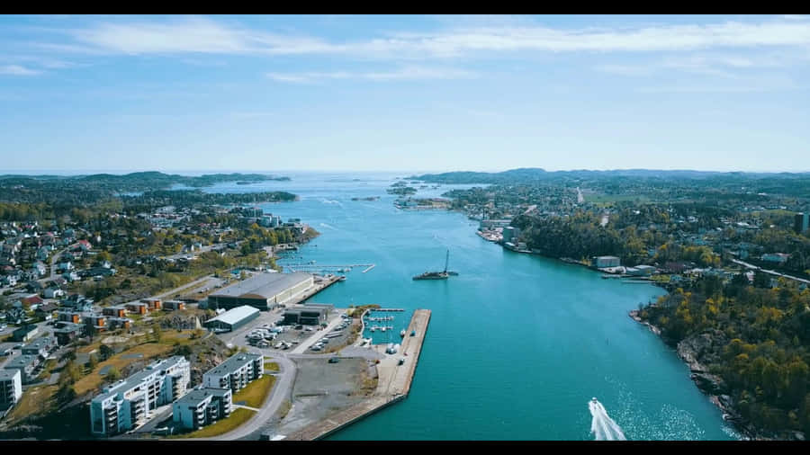 Aerial Viewof Sandefjord Coastline Norway Wallpaper