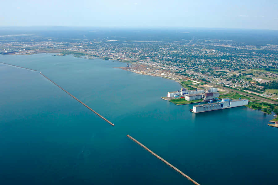 Aerial Viewof Thunder Bay Harbor Wallpaper