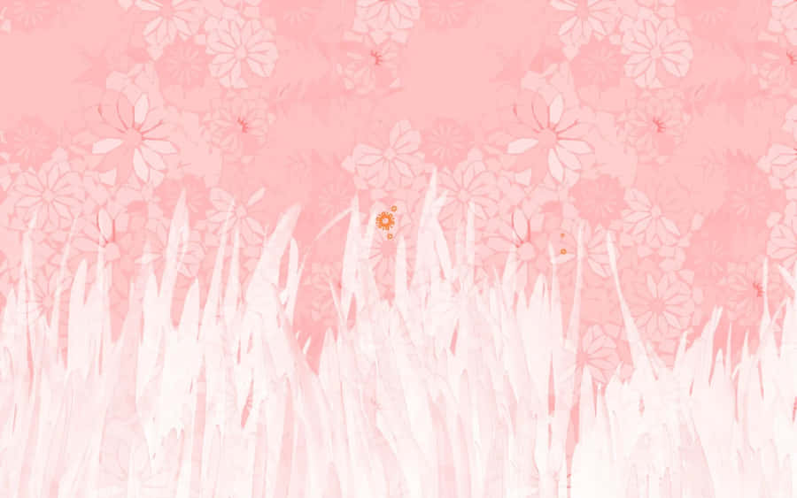 Aesthetic Baby Pink With Leaves Wallpaper