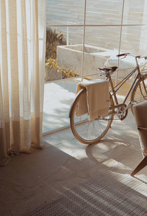 Aesthetic Beige Bicycle Wallpaper