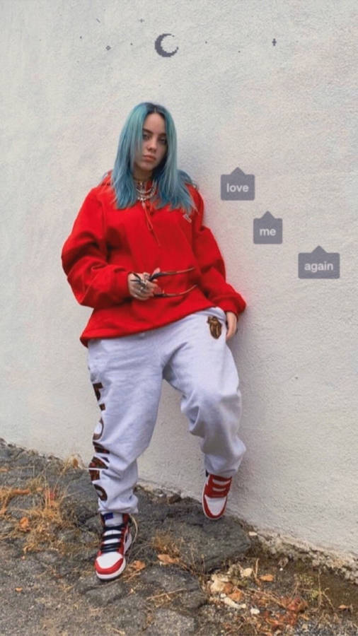 Aesthetic Billie Eilish On Wall Text Bubbles Wallpaper