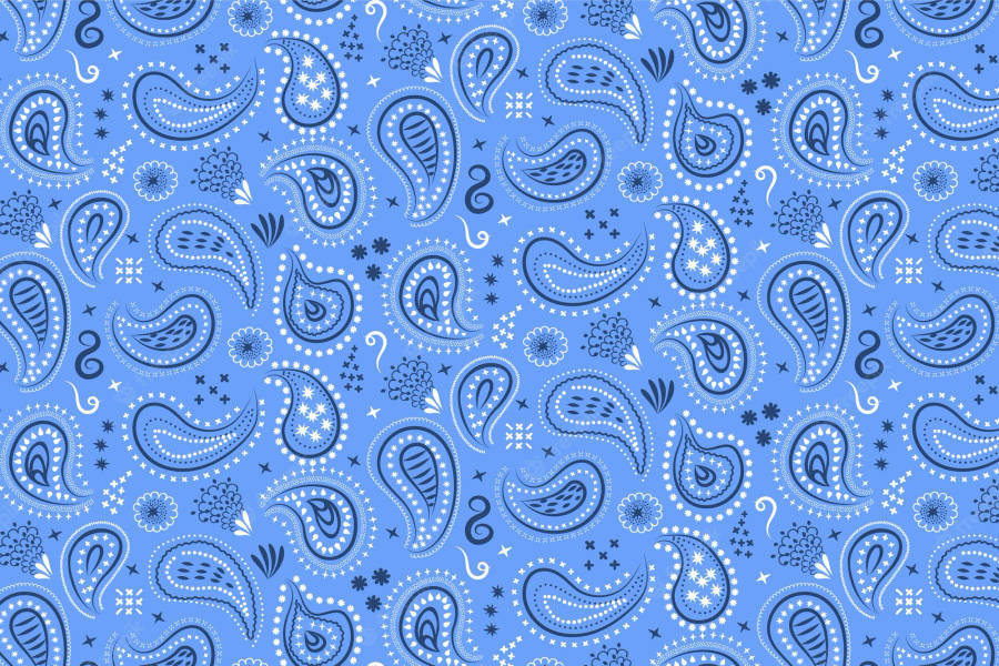 Aesthetic Blue Paisley Print Wallpaper