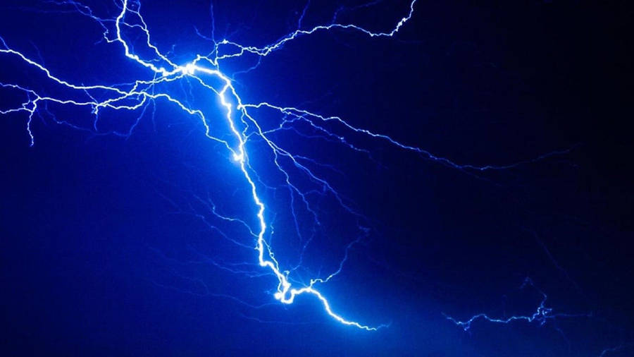 Aesthetic Blue Raging Lightning Desktop Wallpaper