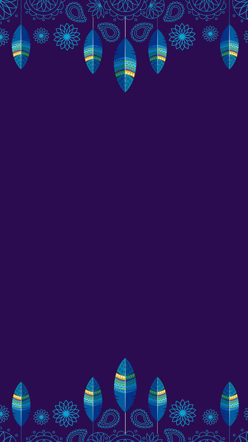 Aesthetic Boho Blue Feathers Borders Wallpaper