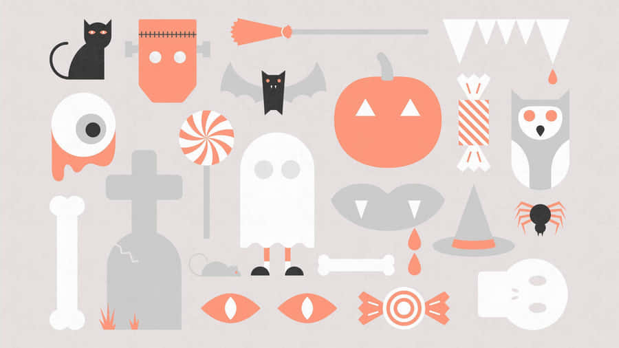 Aesthetic Cute Halloween Icons Graphic Art Wallpaper