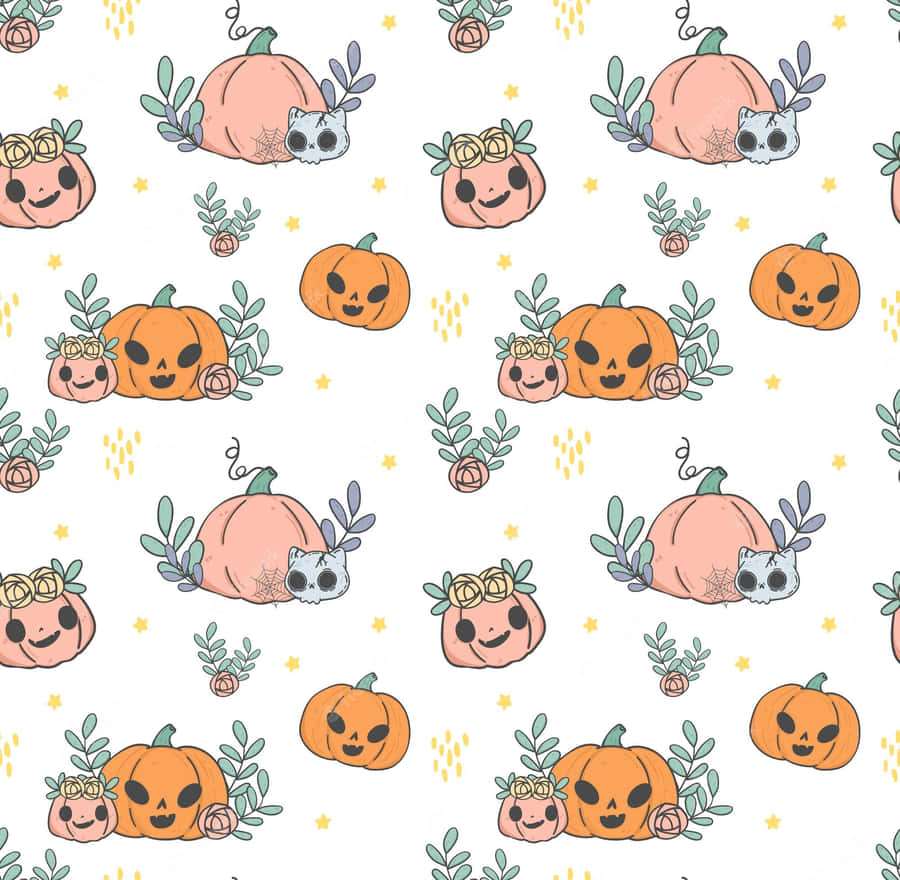 Aesthetic Cute Halloween Jack O'lantern Doodle Wallpaper