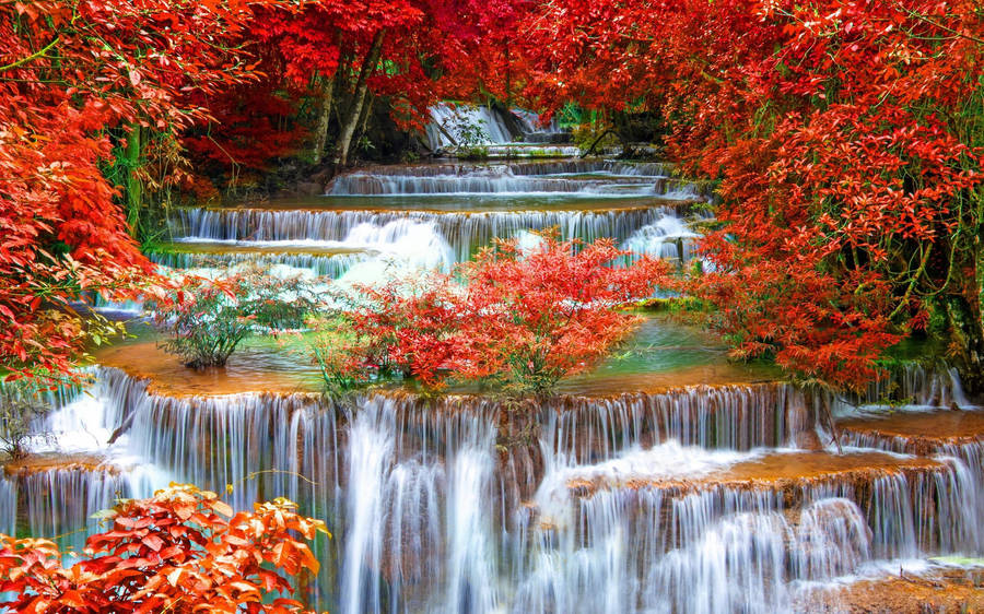 Aesthetic Fall Waterfall Wallpaper
