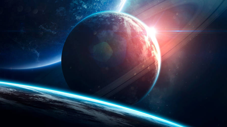 Aesthetic Galaxy Featuring Bright Horizon Wallpaper