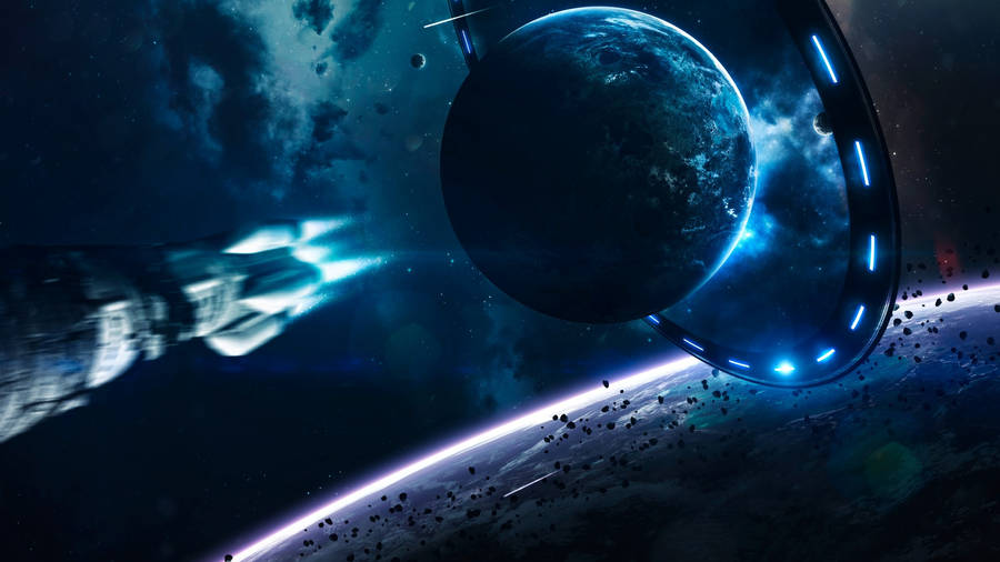 Aesthetic Galaxy Featuring Portals Wallpaper