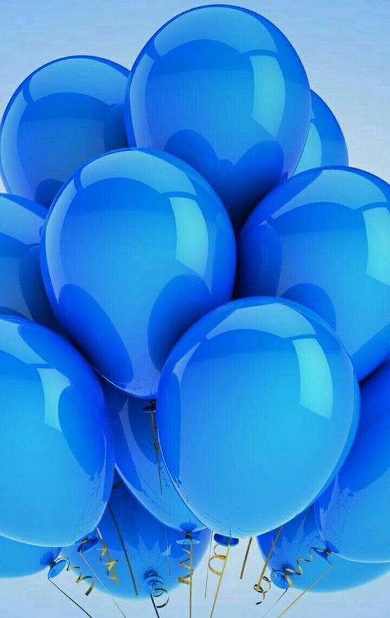 Aesthetic Happy Birthday Blue Balloons Wallpaper