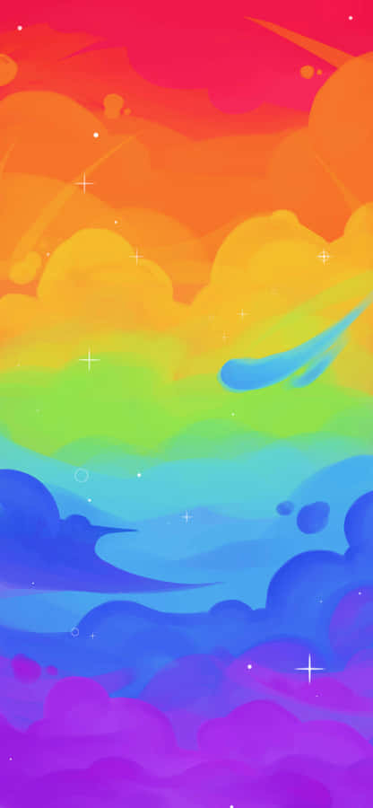 Aesthetic Lgbt Rainbow Clouds Painting Wallpaper