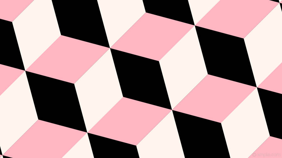 Aesthetic Light Pink Cubic Abstract Wallpaper