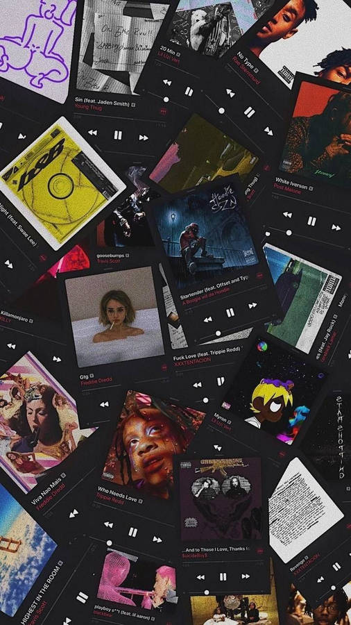 Aesthetic Music Collage Of Song Covers Wallpaper