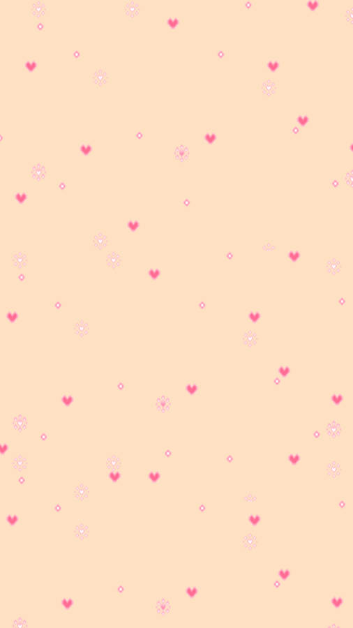 Aesthetic Peach Pink Tiny Hearts Wallpaper
