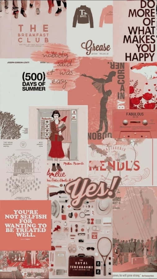 Aesthetic Pink Collage With Motivational Quotes Wallpaper