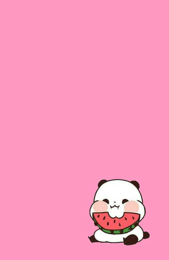 Aesthetic Pink Kawaii Yururin Panda Wallpaper