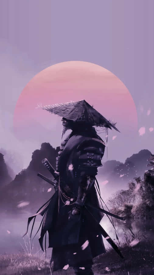 Aesthetic Purple Japanese Samurai Anime Warrior Wallpaper
