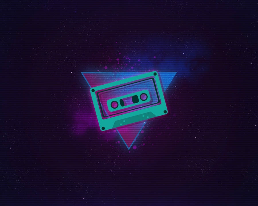 Aesthetic Retro Neon Cassette Tape Wallpaper