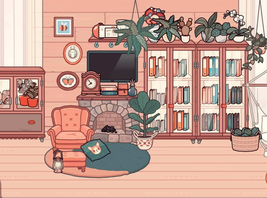 Aesthetic Toca Life Bookshelves Wallpaper