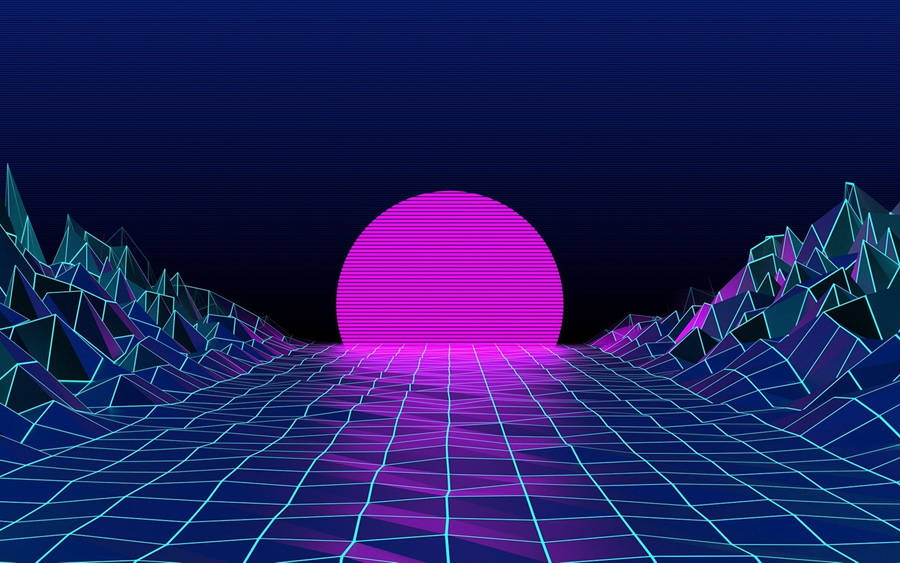 Aesthetic Vaporwave Sunset Laptop Wallpaper