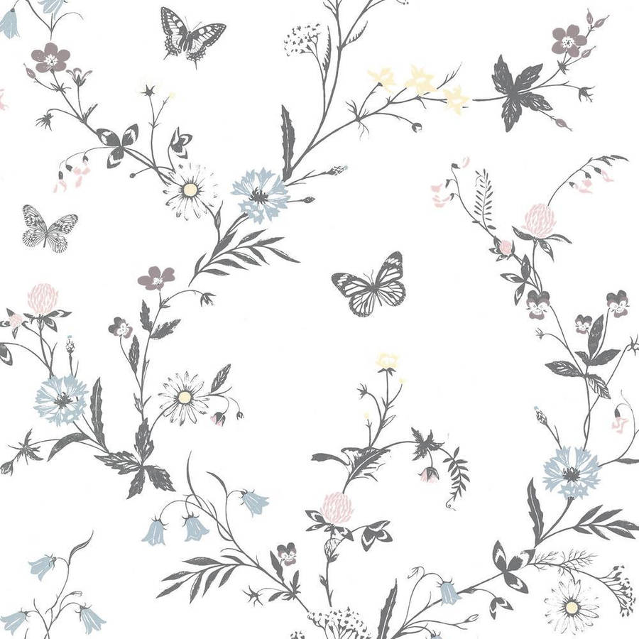 Aesthetic Vines With Black Butterfly Graphics Wallpaper