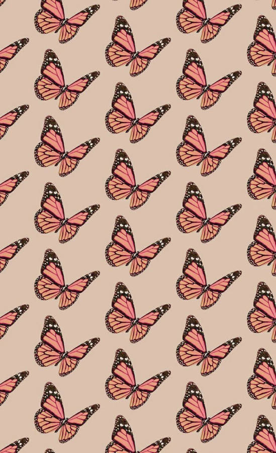 Aesthetic Vintage Ipad Pink Butterflies Wallpaper