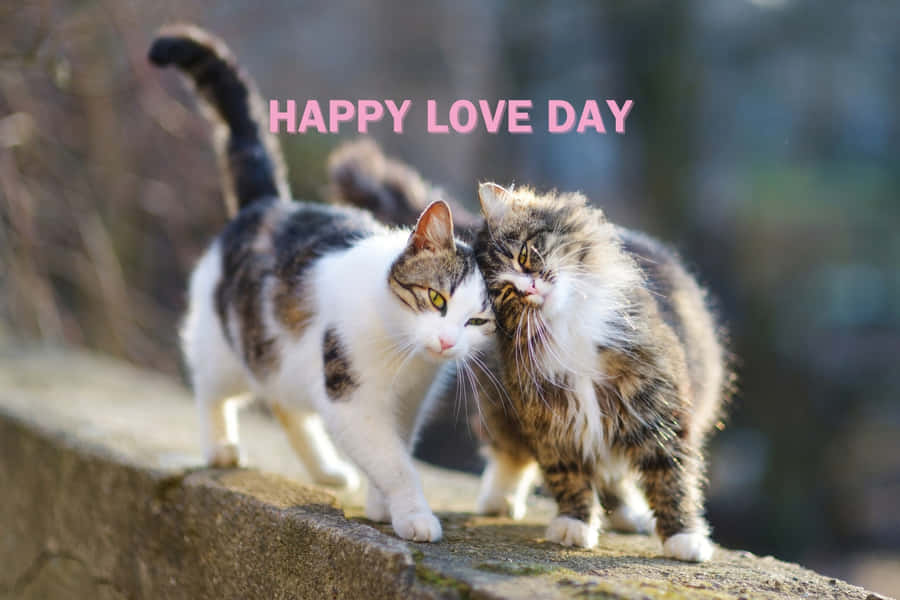 Affectionate Cats Happy Love Day Wallpaper