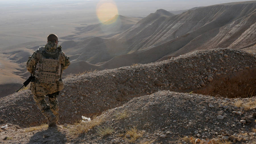 Afghanistan Soldier On Mountain Wallpaper
