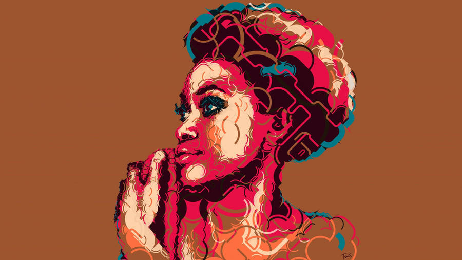 African Afro Girl Art Wallpaper