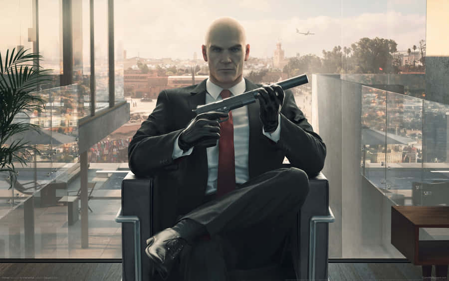 Agent 47 Legs Crossed Hitman 3 Wallpaper