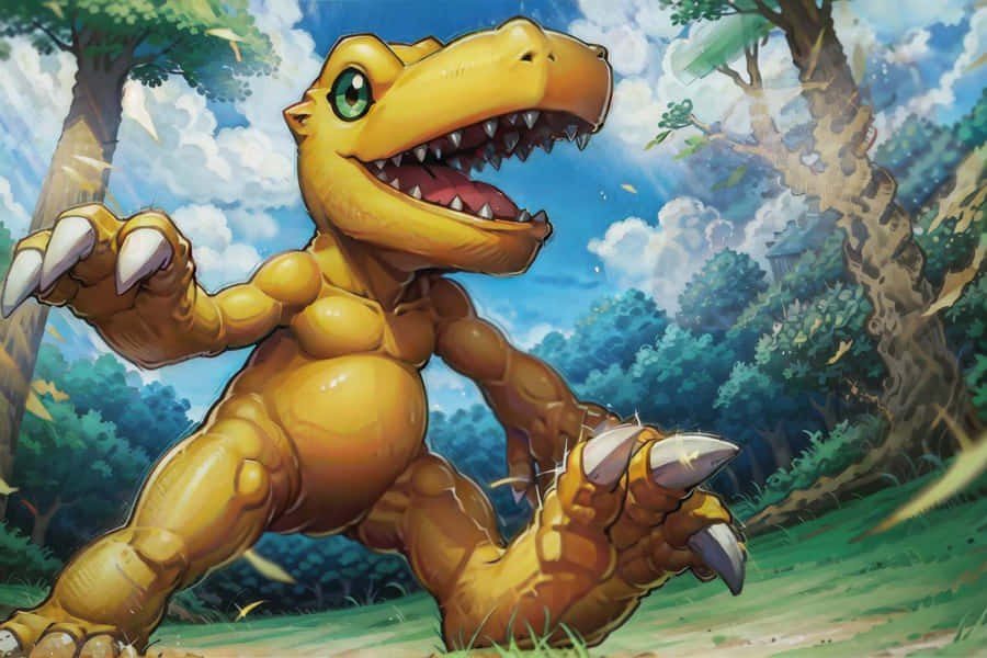 Agumon Digital Monsterin Forest Wallpaper